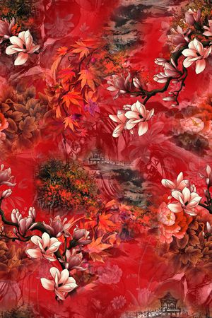 水墨风印花花型图片