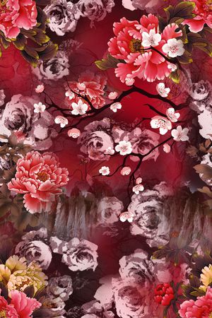 水墨风印花花型图片