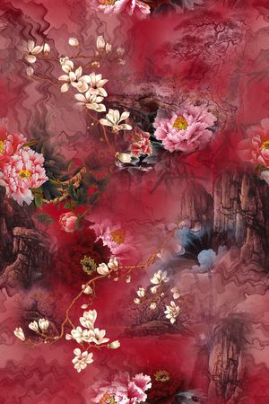水墨风印花花型图片