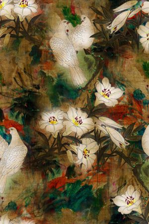 花鸟印花花型图片