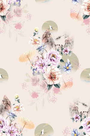 连衣裙印花花型图片