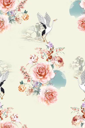 连衣裙印花花型图片
