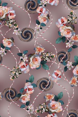 线条印花花型图片
