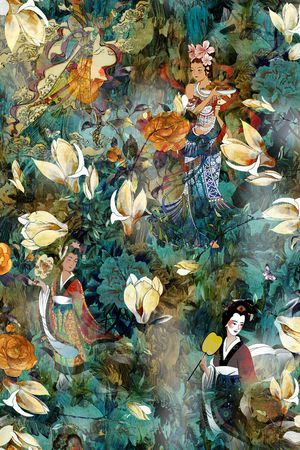 兰花印花花型图片