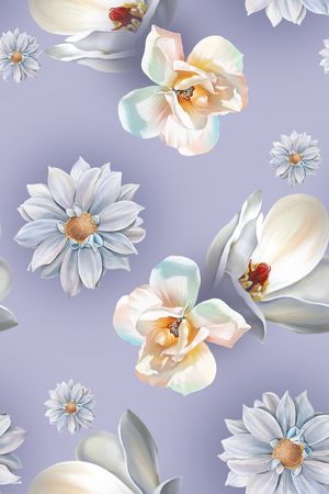 清爽底花卉印花花型图片