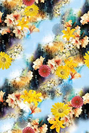 鲜花印花花型图片