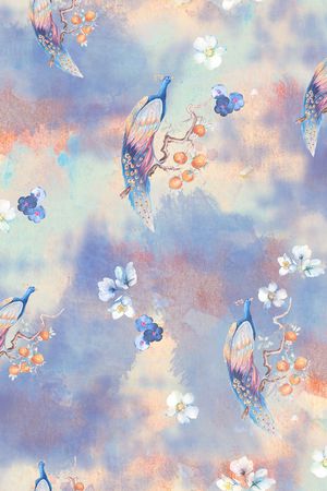 花鸟印花花型图片
