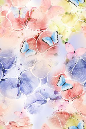 花卉蝴蝶印花花型图片