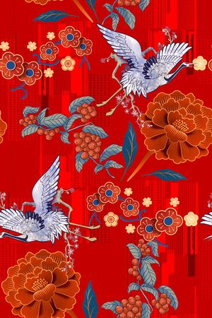 仙鹤印花花型图片
