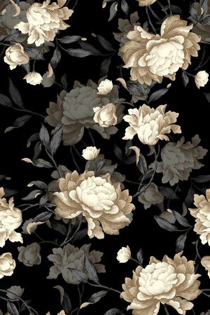 黑底花卉印花花型图片