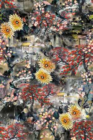 梅花印花花型图片