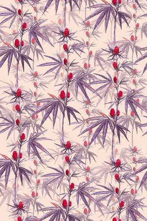 绿植树叶印花花型图片