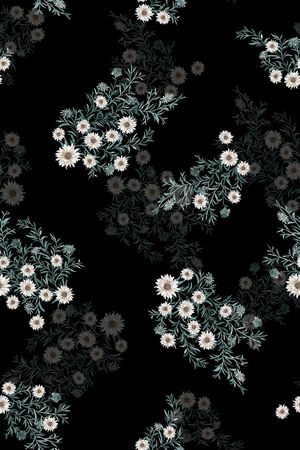 黑底花卉印花花型图片