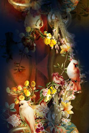 花鸟印花花型图片