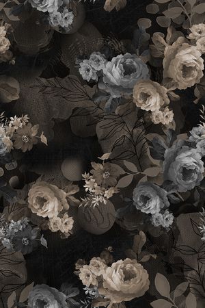 黑底花卉印花花型图片