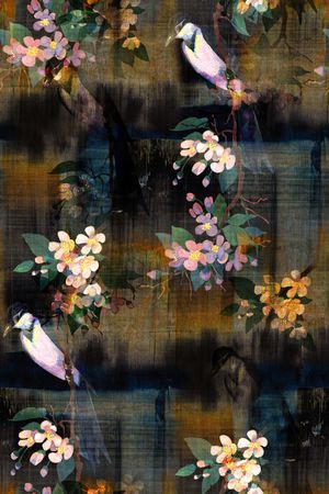 花鸟印花花型图片