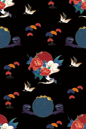 仙鹤印花花型图片