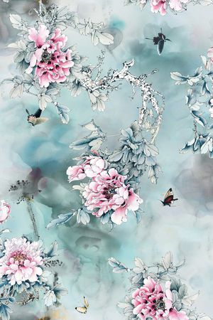 水墨风印花花型图片