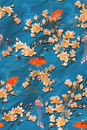 玉兰花印花花型图片