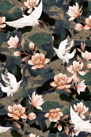 仙鹤印花花型图片