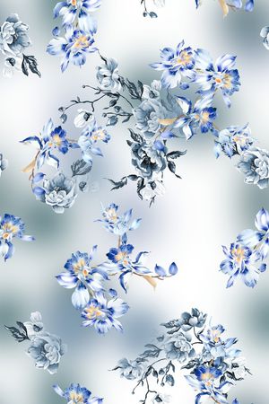 清爽底花卉印花花型图片