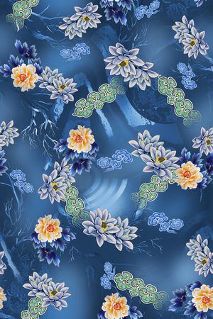 荷花印花花型图片