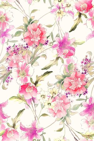 清爽底花卉印花花型图片