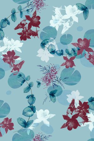 蓝色印花花型图片