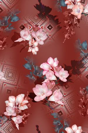清爽底花卉印花花型图片
