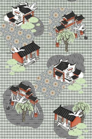 格子印花花型图片