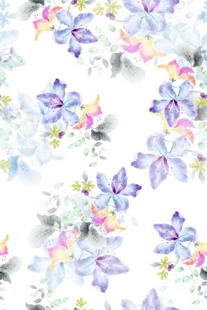 清爽底花卉印花花型图片