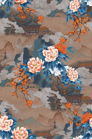 中国风印花花型图片