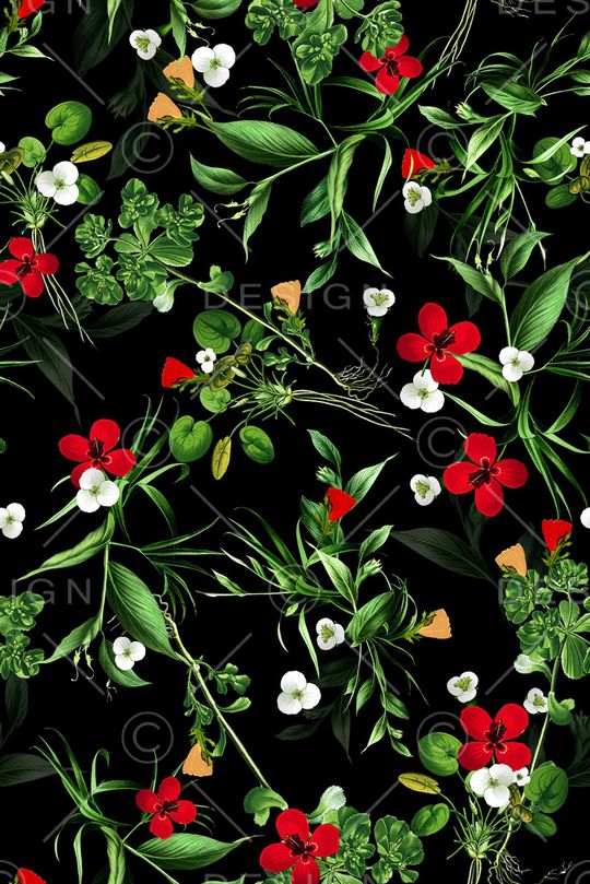 绿植树叶印花花型图片