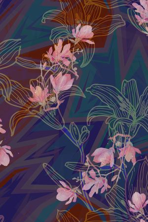绿植树叶印花花型图片