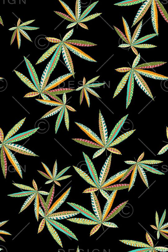 绿植树叶印花花型图片