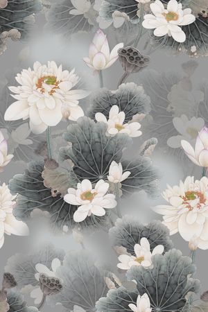 荷花印花花型图片