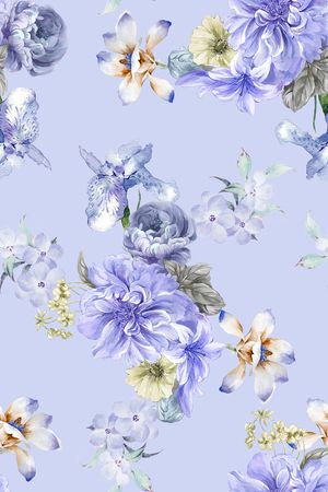 清爽底花卉印花花型图片