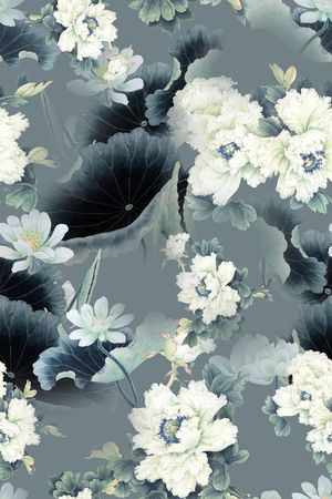 荷花印花花型图片