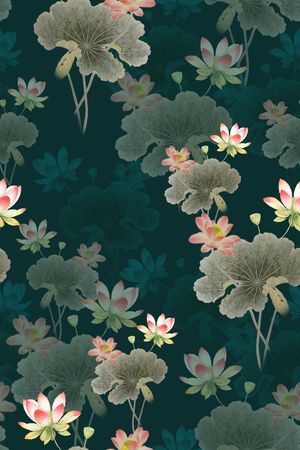 水墨风印花花型图片