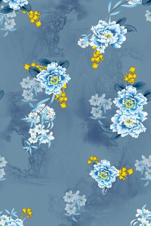 水墨风印花花型图片