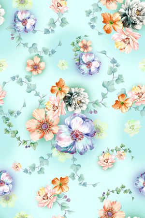 水彩印花花型图片