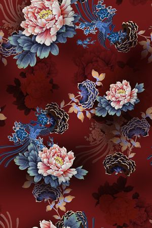 民族花卉印花花型图片