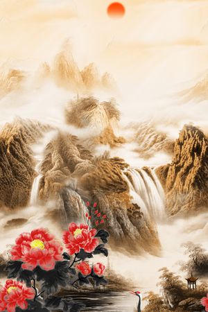 风景定位印花花型图片