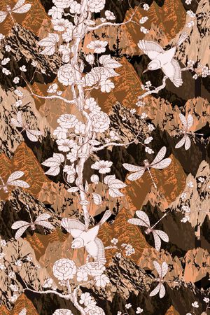 花鸟印花花型图片