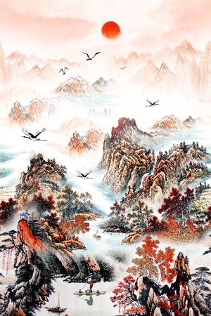 水墨风印花花型图片
