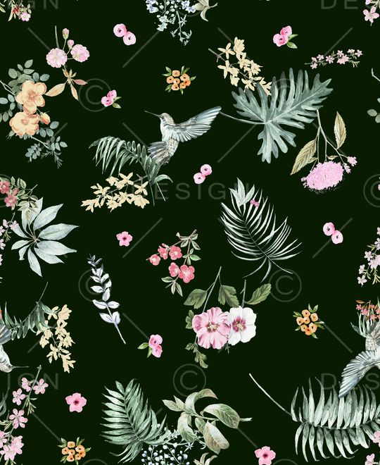 花鸟印花花型图片
