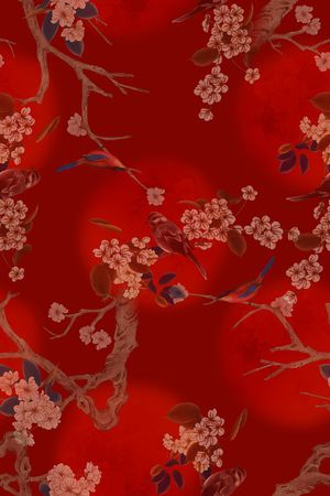 花鸟印花花型图片