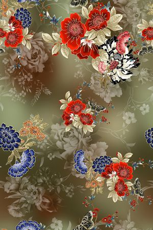 绿植树叶印花花型图片