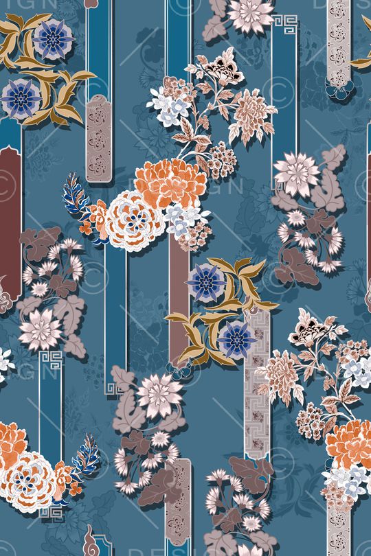 中国风印花花型图片