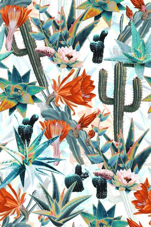 绿植树叶印花花型图片